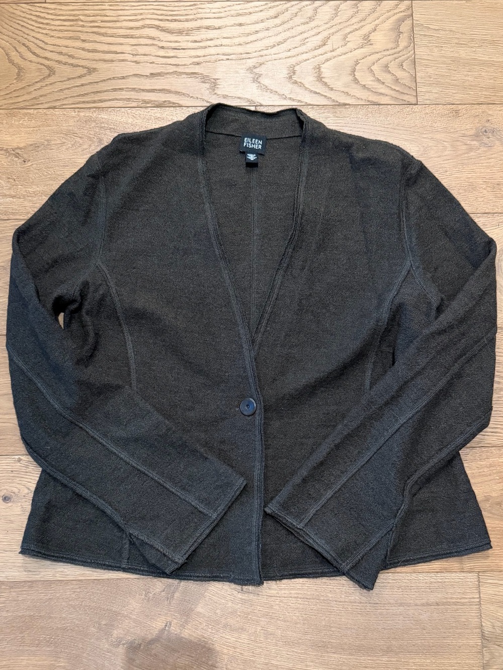Eileen Fisher Dark Green/Grey Lightweight Sweater Sz M EUC
